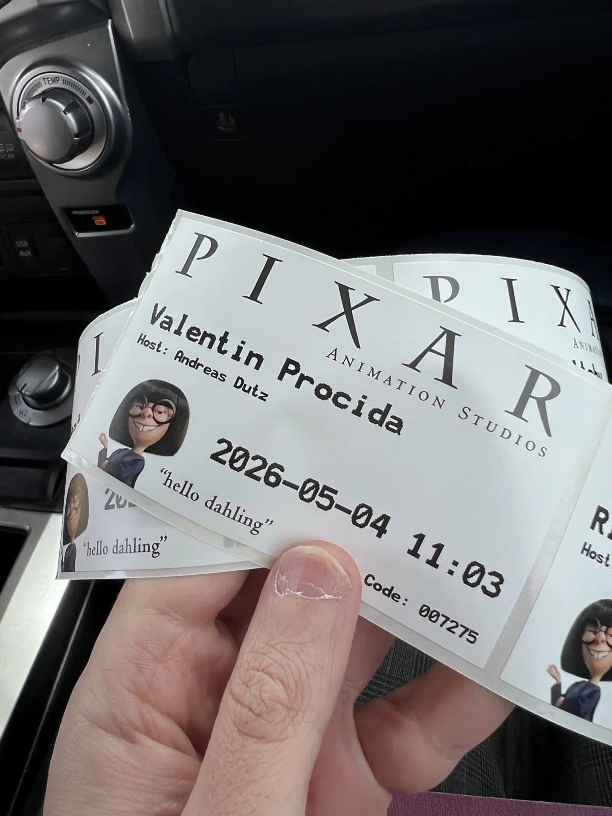 Pixar Animation Studios visitor badge